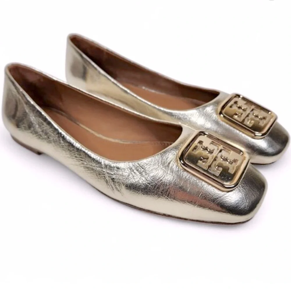 Tory Burch Georgia Metallic Leather Flats - Picture 7 of 7